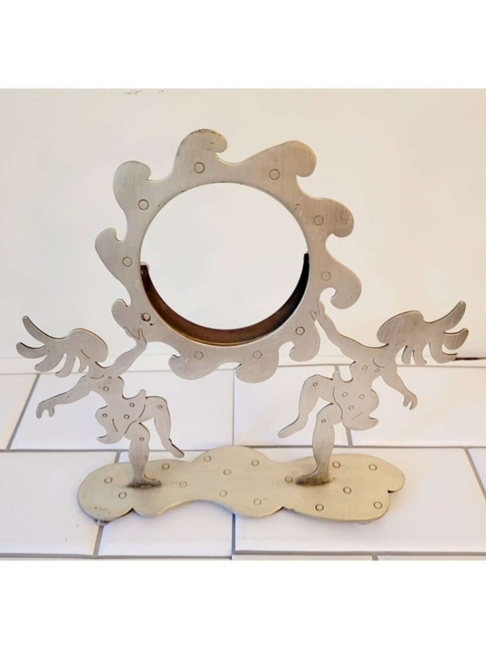Dancing Girls Round Sun Silver Picture Frame Brush Nickel Round Photo 3X3 Metal